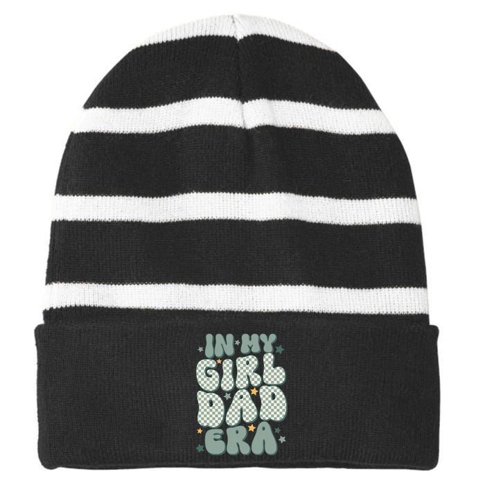 Funny In My Girl Dad Era Fathers Day Striped Beanie with Solid Band