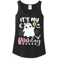 Funny Its My Boo Day Cute Halloween Birthday Ghost Pink Bow Ladies Essential Tank