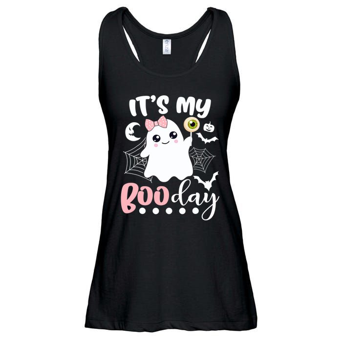 Funny Its My Boo Day Cute Halloween Birthday Ghost Pink Bow Ladies Essential Flowy Tank