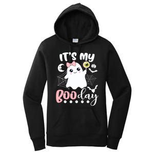 Funny Its My Boo Day Cute Halloween Birthday Ghost Pink Bow Women's Pullover Hoodie