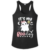 Funny Its My Boo Day Cute Halloween Birthday Ghost Pink Bow Ladies PosiCharge Competitor Racerback Tank