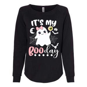 Funny Its My Boo Day Cute Halloween Birthday Ghost Pink Bow Womens California Wash Sweatshirt