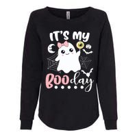 Funny Its My Boo Day Cute Halloween Birthday Ghost Pink Bow Womens California Wash Sweatshirt