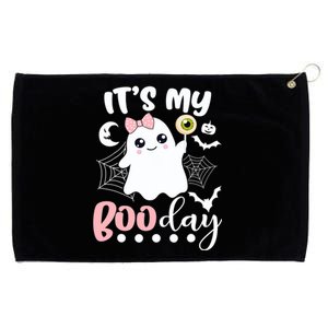 Funny Its My Boo Day Cute Halloween Birthday Ghost Pink Bow Grommeted Golf Towel