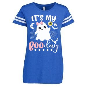 Funny Its My Boo Day Cute Halloween Birthday Ghost Pink Bow Enza Ladies Jersey Football T-Shirt