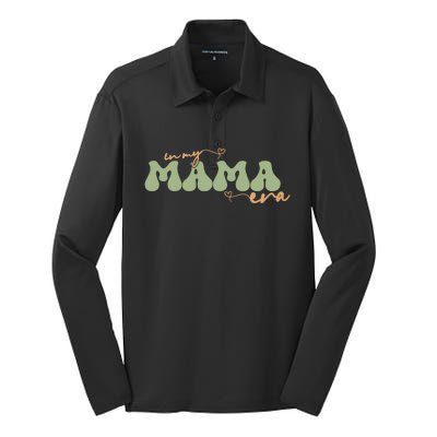 Funny In My Mama Era Lover Groovy Retro Mom Mother's Day Silk Touch Performance Long Sleeve Polo