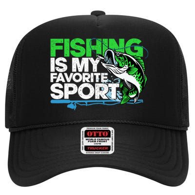 Fishing Is My Favorite Sport Fisherman High Crown Mesh Back Trucker Hat