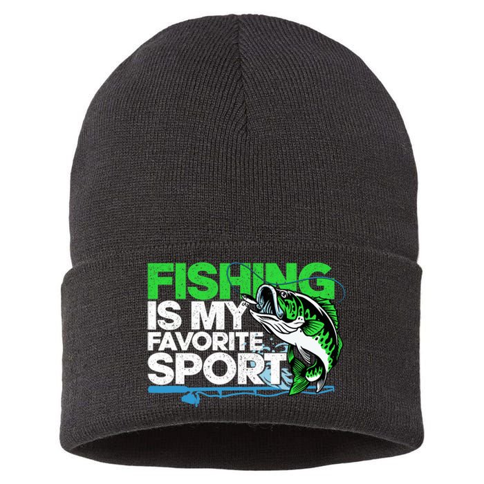 Fishing Is My Favorite Sport Fisherman Sustainable Knit Beanie