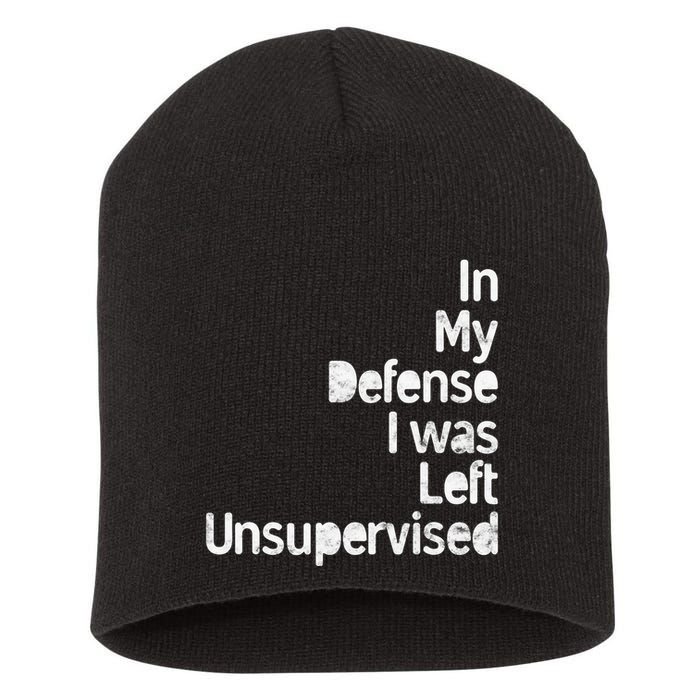 Funny In My Defense I Was Left Unsupervised Short Acrylic Beanie