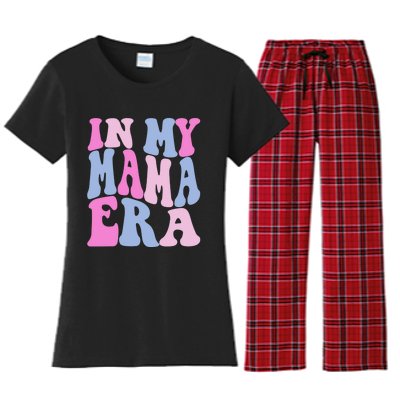 Funny In My Mama Era Lover Groovy Retro Mom Mothers Day Women's Flannel Pajama Set