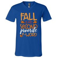 Fall Is My Second Favorite F Word Funny Autumn Gift V-Neck T-Shirt