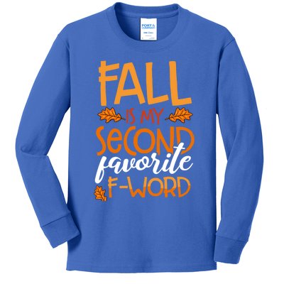 Fall Is My Second Favorite F Word Funny Autumn Gift Kids Long Sleeve Shirt