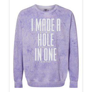 Funny I Made A Hole In One Disc Golf And Golfing Ace Gift Colorblast Crewneck Sweatshirt