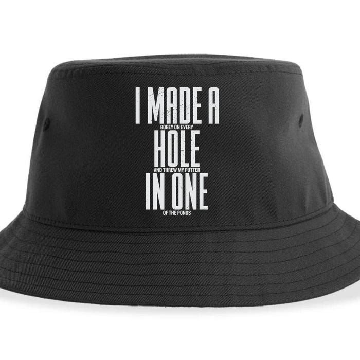 Funny I Made A Hole In One Disc Golf And Golfing Ace Gift Sustainable Bucket Hat