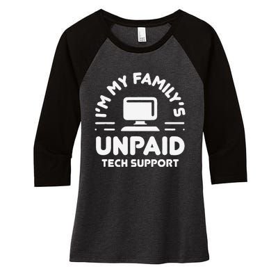 Funny IM My FamilyS Unpaid Tech Support Computer Engineer Women's Tri-Blend 3/4-Sleeve Raglan Shirt