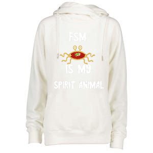 Fsm Is My Spirit Animal Pastafarian Flying Spaghetti Monster Cute Gift Womens Funnel Neck Pullover Hood