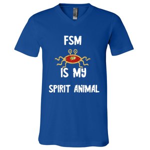 Fsm Is My Spirit Animal Pastafarian Flying Spaghetti Monster Cute Gift V-Neck T-Shirt