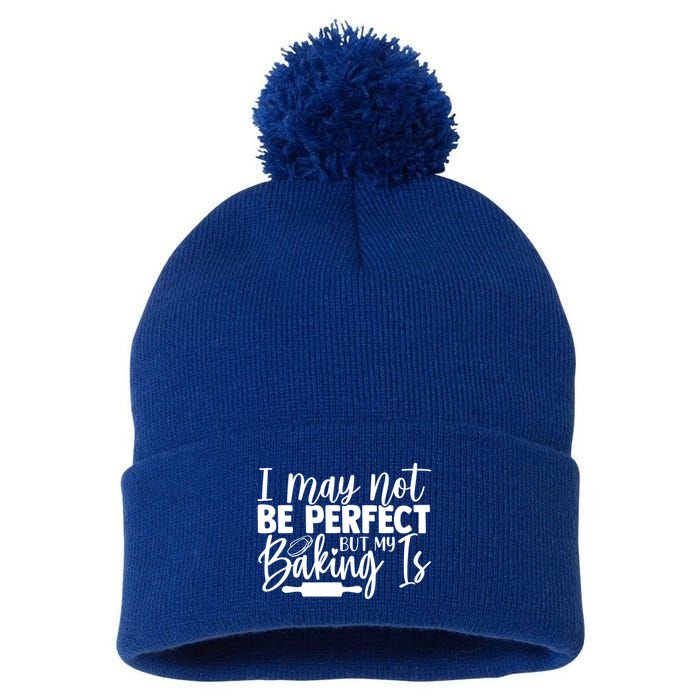 Funny I May Not Be Perfect But My Baking Is Cupcakes Design Gift Pom Pom 12in Knit Beanie