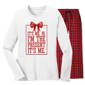 Funny ItS Me Hi IM The Present ItS Me Women's Long Sleeve Flannel Pajama Set 