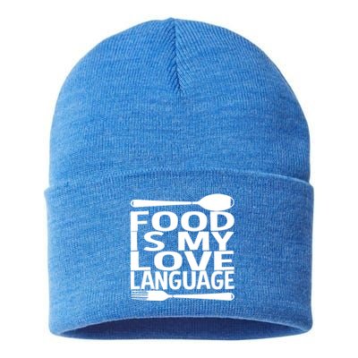 Food Is My Love Language Foodie Chef Food Lover Blogger Gift Sustainable Knit Beanie