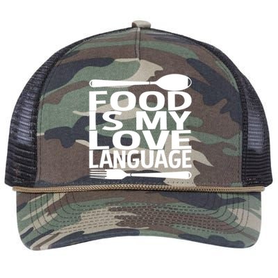 Food Is My Love Language Foodie Chef Food Lover Blogger Gift Retro Rope Trucker Hat Cap