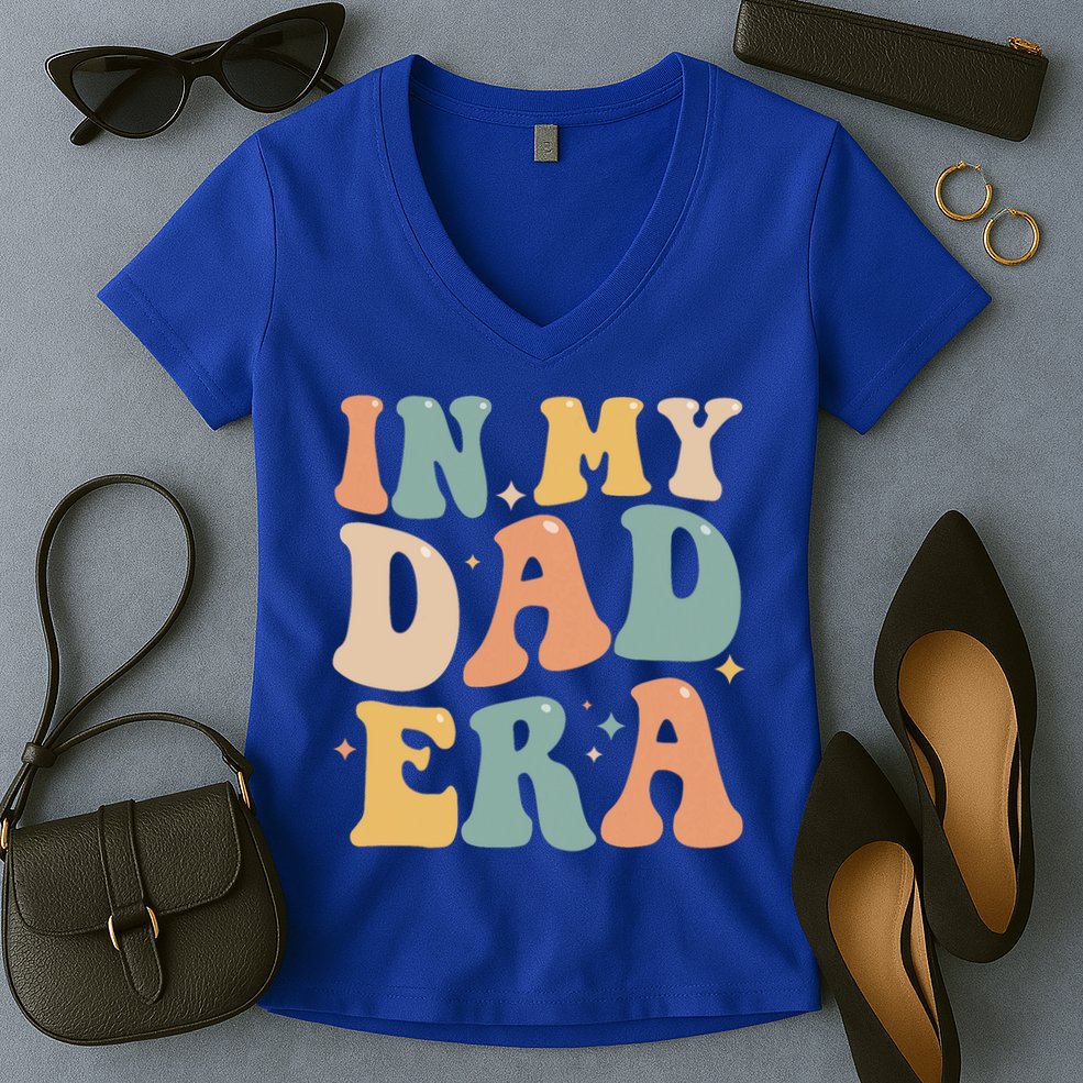 Funny In My Dad Era Lover Groovy Retro Daddy Fathers Day Gift Women's V-Neck T-Shirt