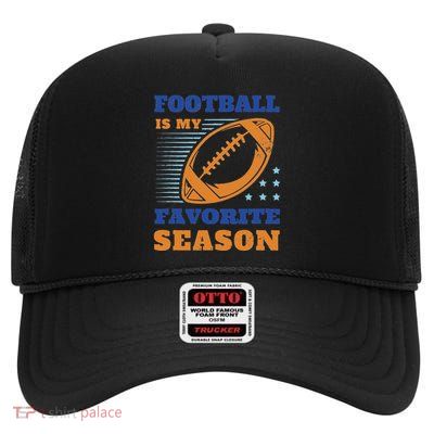Football Is My Favorite Season Funny Fan High Crown Mesh Back Trucker Hat
