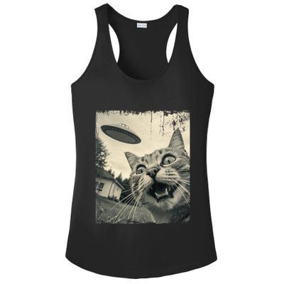 Funny Invasion Meme Vintage Alien Cat Ufo Selfie Ladies PosiCharge Competitor Racerback Tank