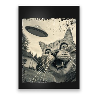 Funny Invasion Meme Vintage Alien Cat Ufo Selfie Poster