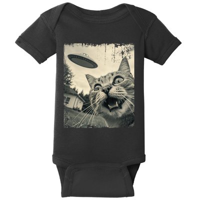 Funny Invasion Meme Vintage Alien Cat Ufo Selfie Baby Bodysuit