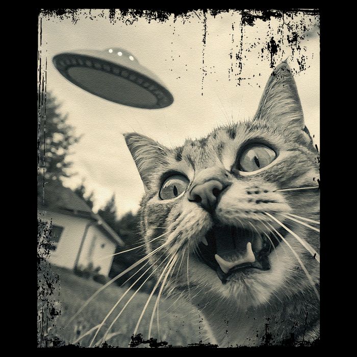 Funny Invasion Meme Vintage Alien Cat Ufo Selfie Baby Bodysuit