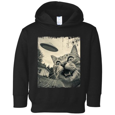 Funny Invasion Meme Vintage Alien Cat Ufo Selfie Toddler Hoodie