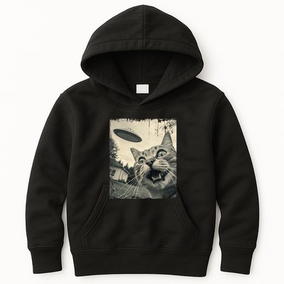 Funny Invasion Meme Vintage Alien Cat Ufo Selfie Kids Hoodie