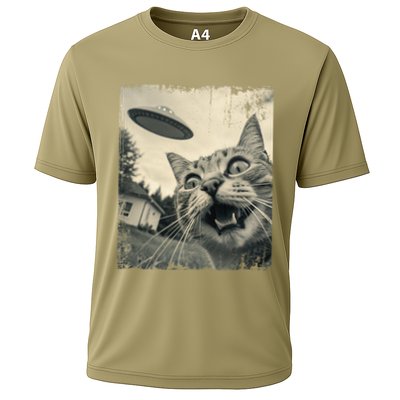 Funny Invasion Meme Vintage Alien Cat Ufo Selfie Performance Shirt