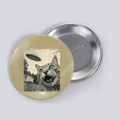 Funny Invasion Meme Vintage Alien Cat Ufo Selfie Button
