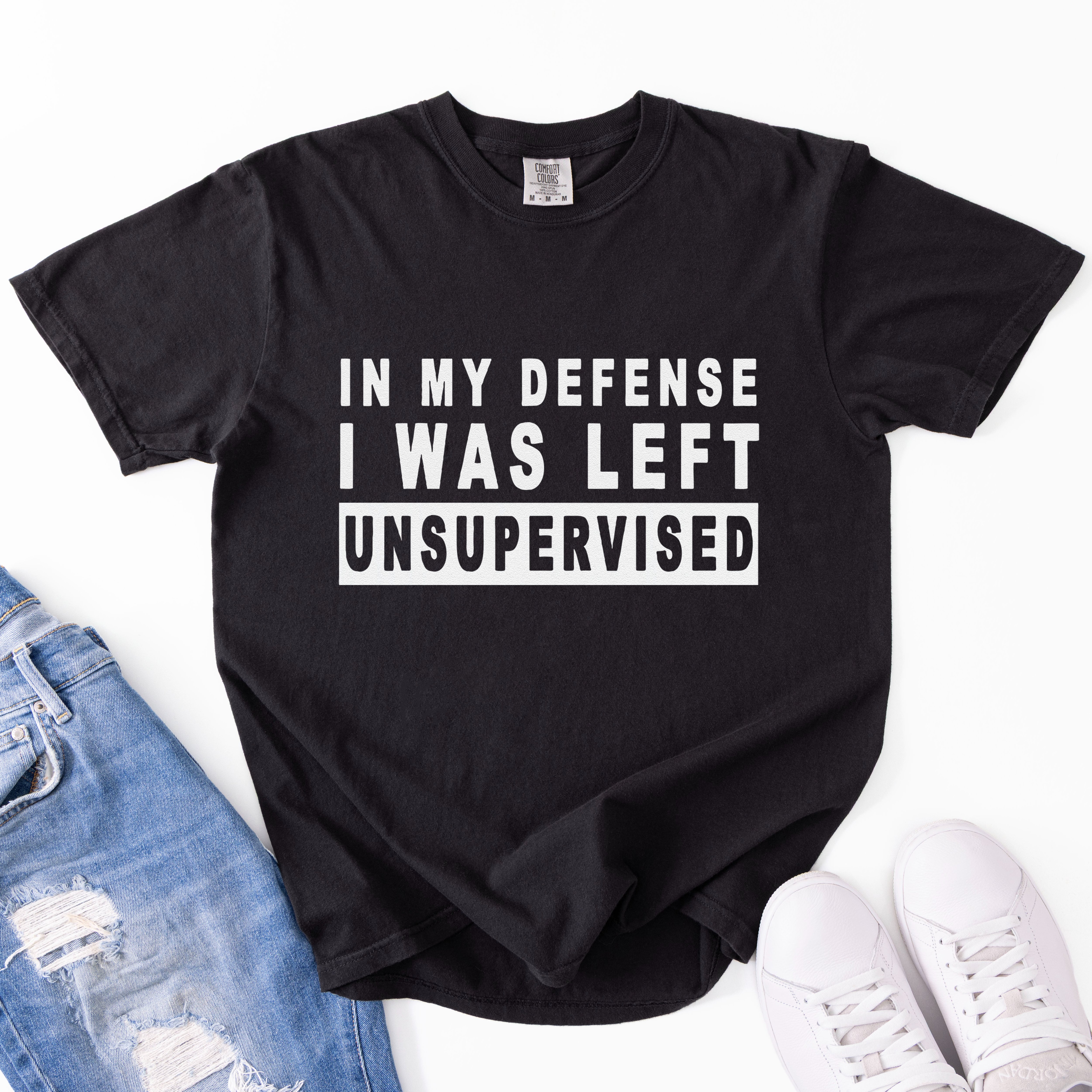 Funny In My Defense I Was Left Unsupervised Garment-Dyed Heavyweight T-Shirt