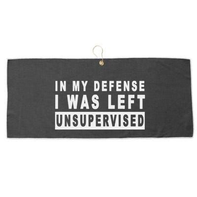 Funny In My Defense I Was Left Unsupervised Large Microfiber Waffle Golf Towel