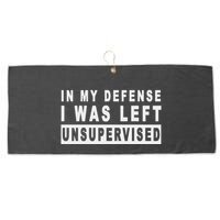 Funny In My Defense I Was Left Unsupervised Large Microfiber Waffle Golf Towel