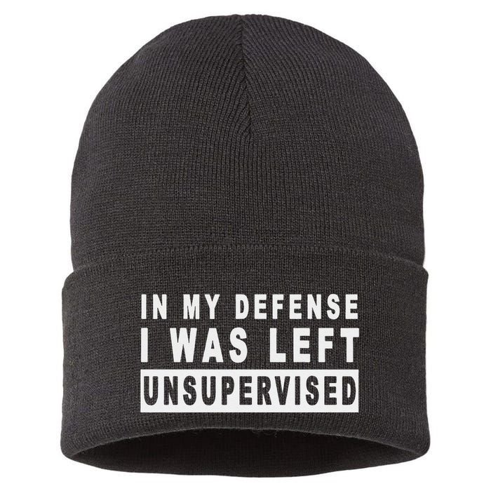 Funny In My Defense I Was Left Unsupervised Sustainable Knit Beanie