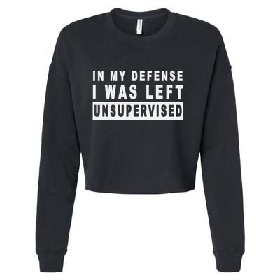 Funny In My Defense I Was Left Unsupervised Cropped Pullover Crew