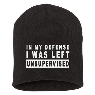 Funny In My Defense I Was Left Unsupervised Short Acrylic Beanie