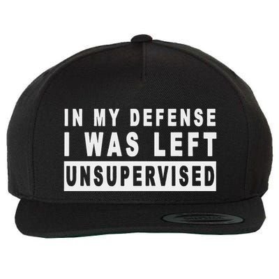 Funny In My Defense I Was Left Unsupervised Wool Snapback Cap