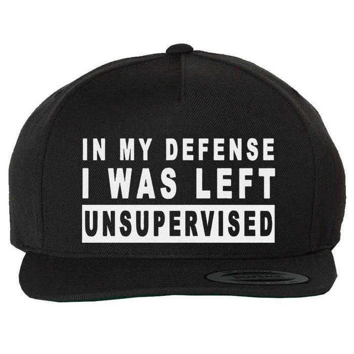 Funny In My Defense I Was Left Unsupervised Wool Snapback Cap