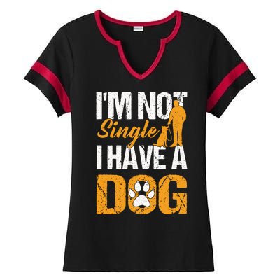 Funny I'm Not Single I Have A Dog Ladies Halftime Notch Neck Tee