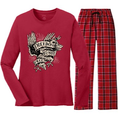 Freedom Is Not Free Eagle Women's Long Sleeve Flannel Pajama Set 