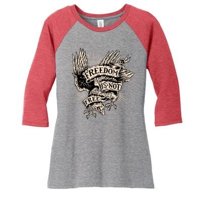 Freedom Is Not Free Eagle Women's Tri-Blend 3/4-Sleeve Raglan Shirt