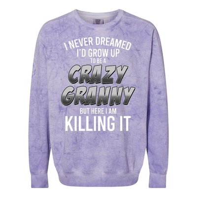 Funny I Never Dreamed I'd Grow Up To Be A Crazy Granny Colorblast Crewneck Sweatshirt