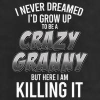 Funny I Never Dreamed I'd Grow Up To Be A Crazy Granny 7 Panel Mesh Trucker Snapback Hat