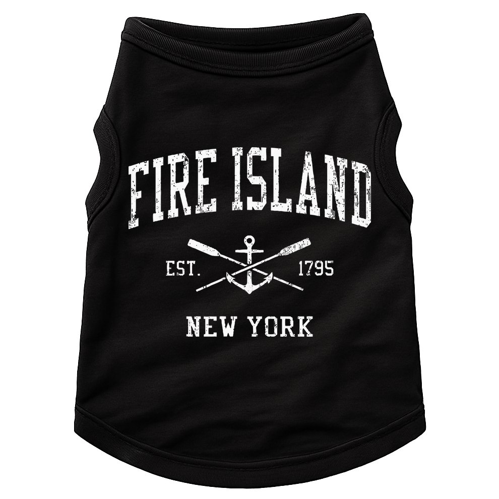 Fire Island Ny Vintage Crossed Oars & Boat Anchor Sports Doggie Tank