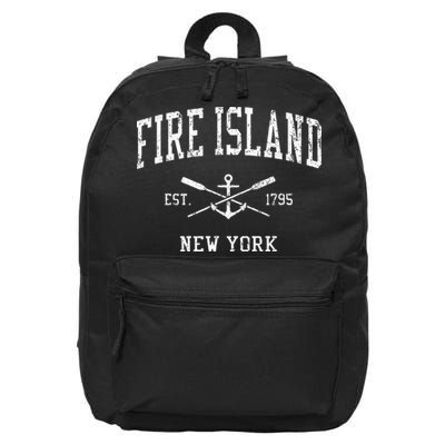 Fire Island Ny Vintage Crossed Oars & Boat Anchor Sports 16 in Basic Backpack